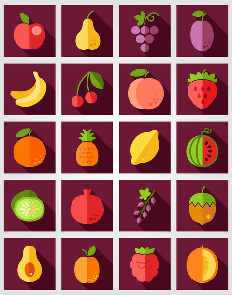 Fruits Icône plate avec ombre longue
 - Vecteur, image