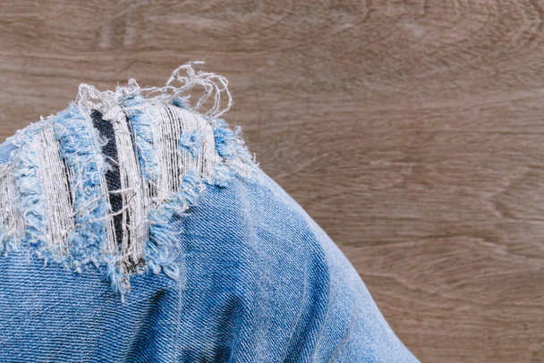 Retro kleur toon van blauwe denim jeans stof textuur voor achtergrond website fashion design of achtergrond product. - Foto, afbeelding