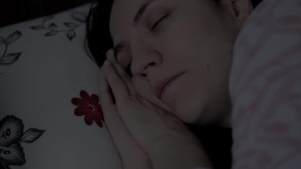 Girl Sleeping at Night - Footage, Video