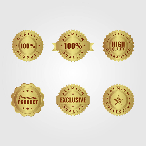 Gold badge quality premium product set illustration vector - Vecteur, image