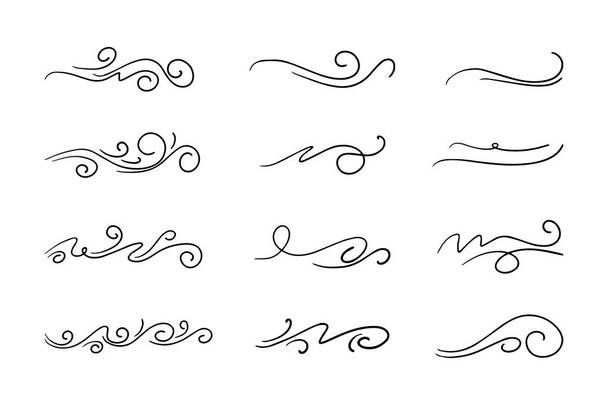 hand drawn wind doodle set, vector illustration. - Вектор, зображення