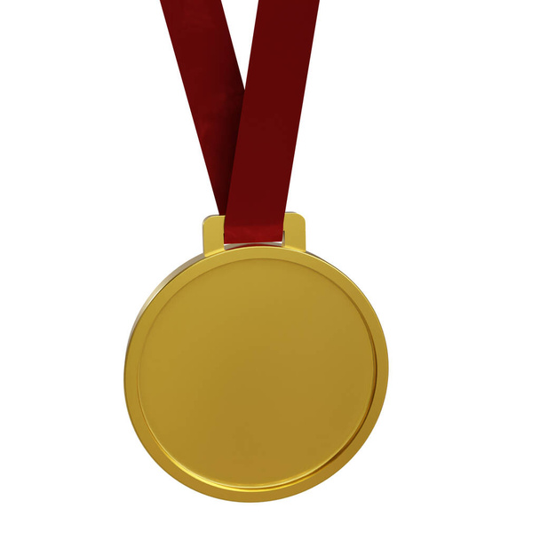 medalla de oro con cinta aislada sobre fondo blanco - Foto, imagen