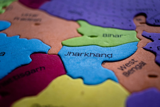 Селективный акцент на карте Джаркханда - штата Индия - Фото, изображение