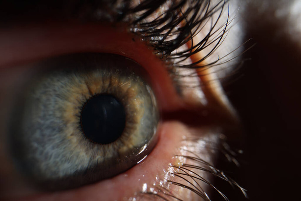 Extremo primer plano macro Imagen del ojo humano. Concepto de corrección de visión láser - Foto, imagen