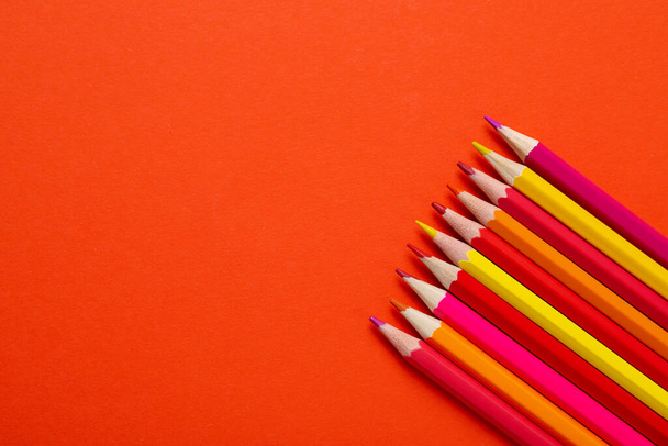 Concept of supplies for drawing - Colorful pencils - Foto, Imagem