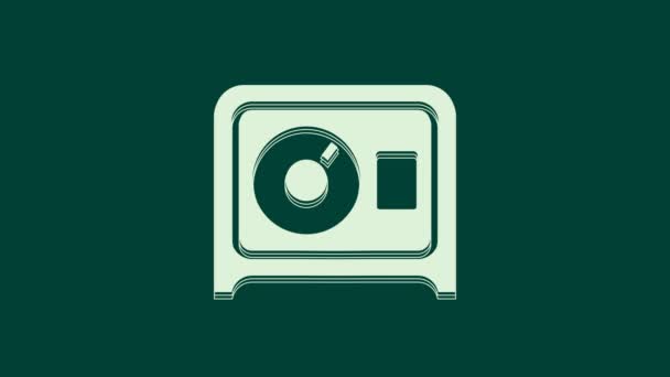 White Safe icon isolated on green background. The door safe a bank vault with a combination lock. Reliable Data Protection. 4K Video motion graphic animation. - Footage, Video