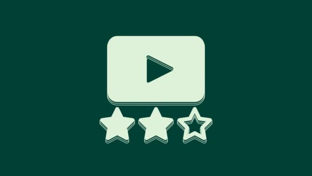 White Film of film cinematografie rating of beoordeling pictogram geïsoleerd op groene achtergrond. 4K Video motion grafische animatie. - Video