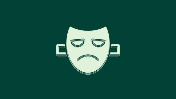 Biały Dramat ikona maski teatralnej izolowane na zielonym tle. 4K Animacja graficzna ruchu wideo. - Materiał filmowy, wideo