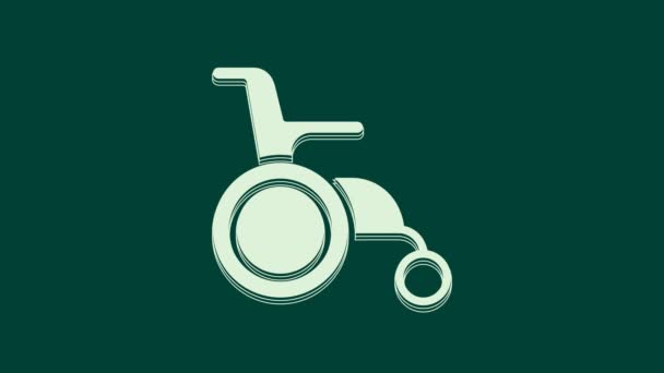 Fauteuil roulant blanc pour personne handicapée icône isolée sur fond vert. Animation graphique de mouvement vidéo 4K. - Séquence, vidéo