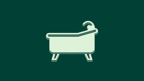 Witte badkuip pictogram geïsoleerd op groene achtergrond. 4K Video motion grafische animatie. - Video
