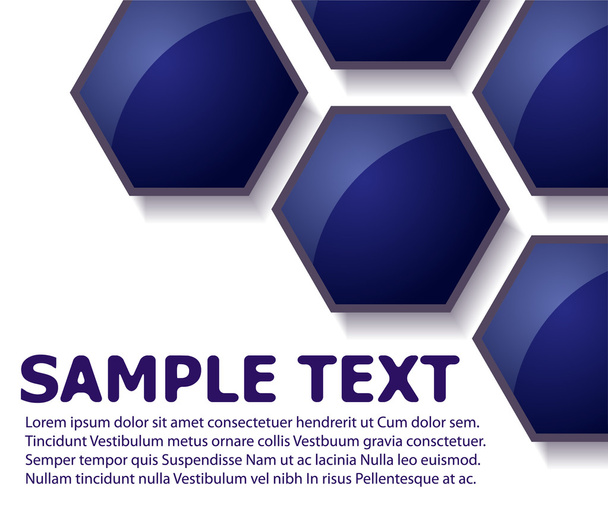 Textbroschüre mit blauen Sechsecken - Vektor, Bild