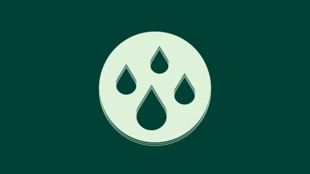 Icona goccia d'acqua bianca isolata su sfondo verde. Animazione grafica 4K Video motion. - Filmati, video