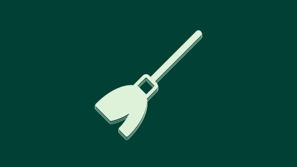 White Handle broom icon isolated on green background. Cleaning service concept. 4K Video motion graphic animation. - Footage, Video
