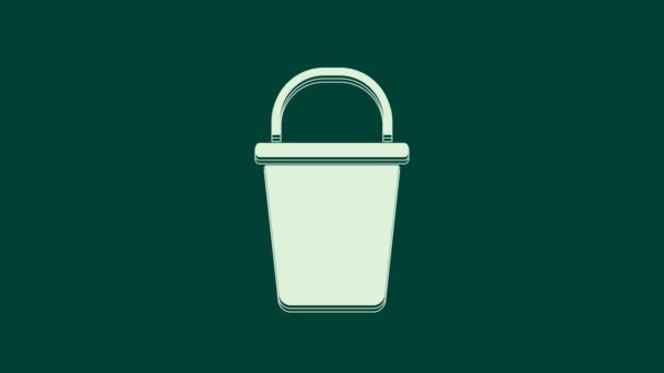 White Bucket icon isolated on green background. Cleaning service concept. 4K Video motion graphic animation. - Footage, Video