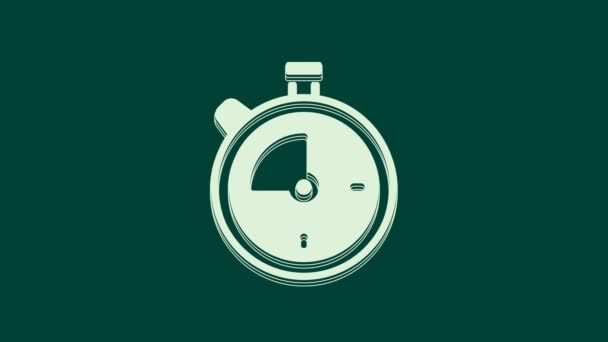 White Stopwatch icon isolated on green background. Time timer sign. Chronometer sign. 4K Video motion graphic animation. - Footage, Video