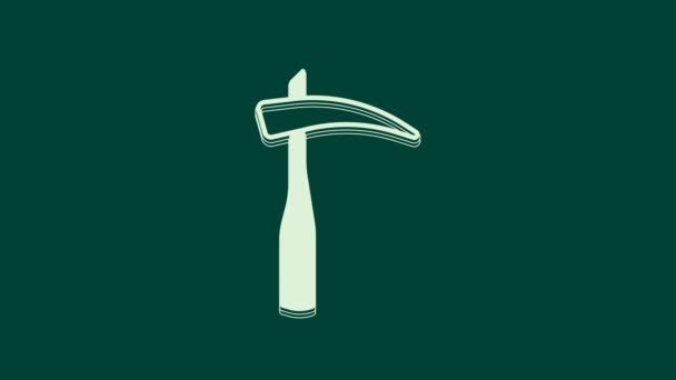 White Scythe icon isolated on green background. Happy Halloween party. 4K Video motion graphic animation. - Footage, Video