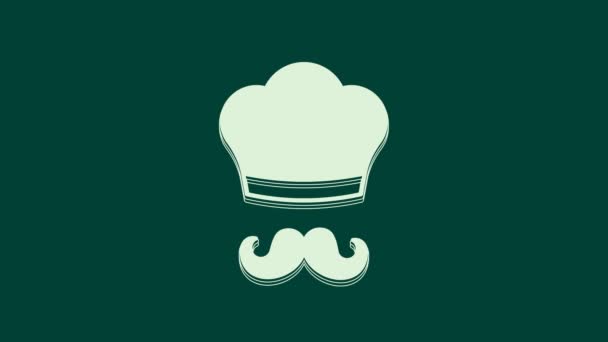 Icono cocinero italiano blanco aislado sobre fondo verde. Animación gráfica de vídeo 4K. - Metraje, vídeo