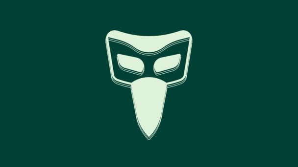 Fehér Karnevál maszk ikon elszigetelt zöld háttérrel. Álarcosbál maszk. 4K Videó mozgás grafikus animáció. - Felvétel, videó