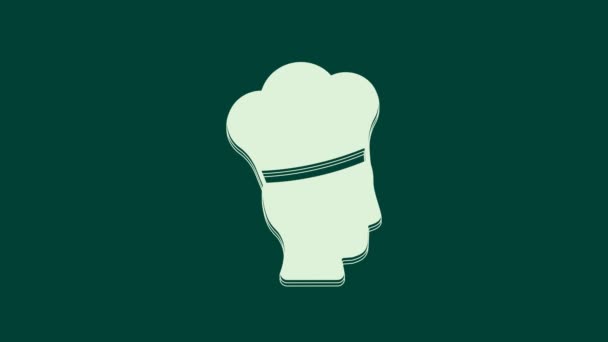 Icono cocinero italiano blanco aislado sobre fondo verde. Animación gráfica de vídeo 4K. - Imágenes, Vídeo