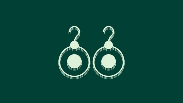 White Earrings icon isolated on green background. Jewelry accessories. 4K Video motion graphic animation. - Filmagem, Vídeo