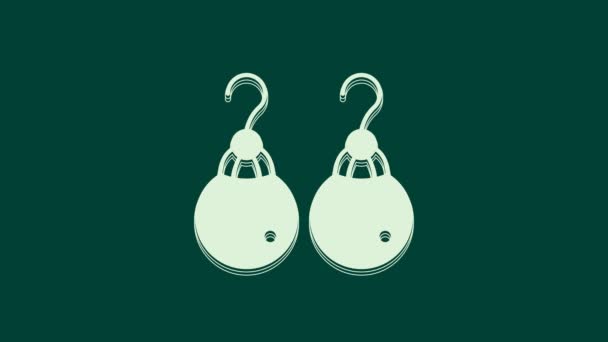 White Earrings icon isolated on green background. Jewelry accessories. 4K Video motion graphic animation. - Filmagem, Vídeo