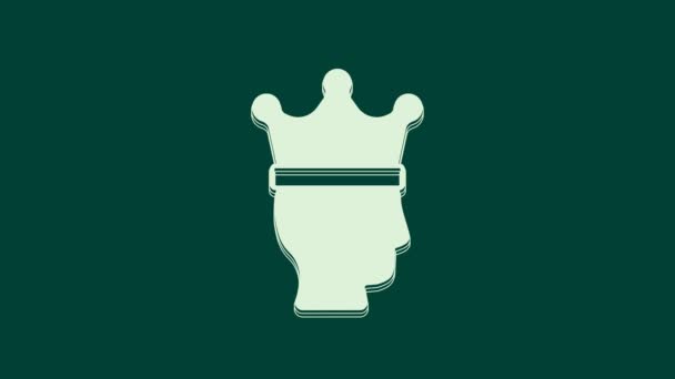 Fehér Király korona ikon elszigetelt zöld alapon. 4K Videó mozgás grafikus animáció. - Felvétel, videó