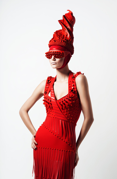 Woman in red dress - Фото, зображення