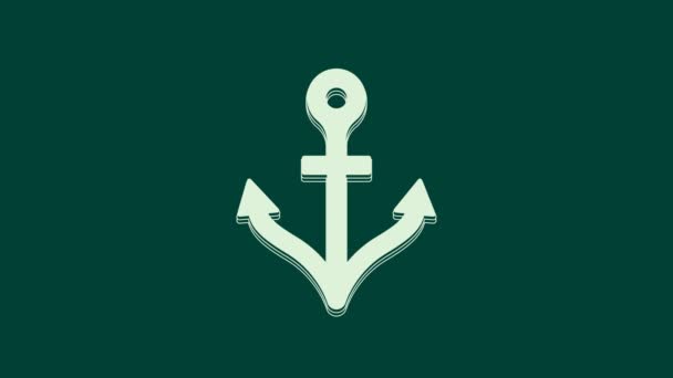 White Anchor icon isolated on green background. 4K Video motion graphic animation. - Footage, Video