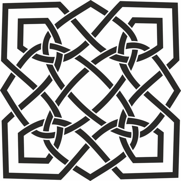 Vektori musta yksivärinen kelttiläinen solmu. Muinaisten eurooppalaisten kansojen koriste. Irlannin, Skotlannin, Brittien, Frankien merkki ja symboli - Vektori, kuva