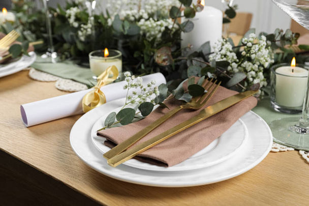 Stylish elegant table setting for festive dinner - Valokuva, kuva