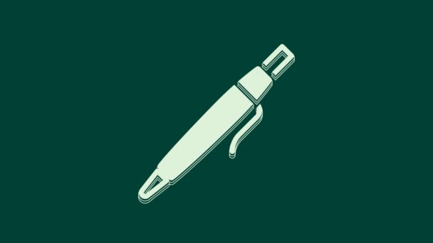 White Pen Symbol isoliert auf grünem Hintergrund. 4K Video Motion Grafik Animation. - Filmmaterial, Video