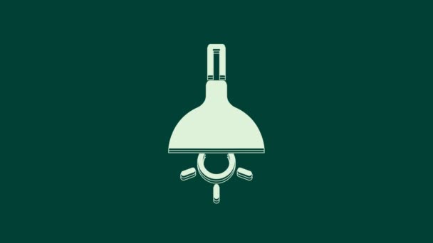 Icono colgante de lámpara blanca aislado sobre fondo verde. Lámpara de techo bombilla. Animación gráfica de vídeo 4K. - Imágenes, Vídeo
