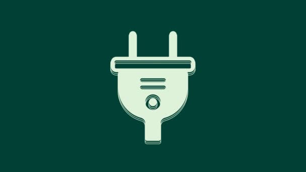 White Electric plug icon isolated on green background. Concept of connection and disconnection of the electricity. 4K Video motion graphic animation. - Footage, Video