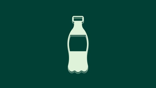 White Bottle of water icon isolated on green background. Soda aqua drink sign. 4K Video motion graphic animation. - Footage, Video