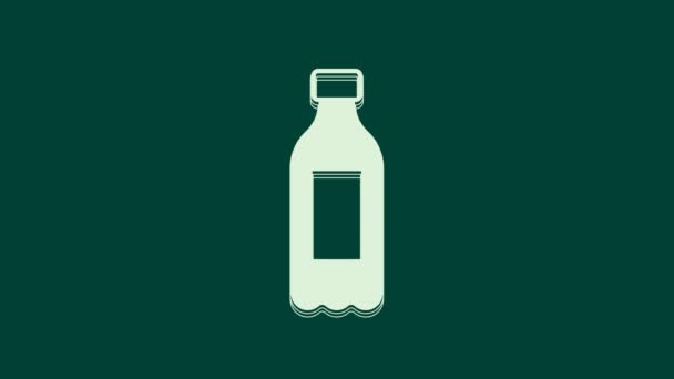 Botella blanca icono de agua aislada sobre fondo verde. Signo de bebida de soda aqua. Animación gráfica de vídeo 4K. - Imágenes, Vídeo