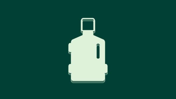 Yeşil arka planda temiz su ikonu olan beyaz büyük şişe. Soğutucu için plastik kap. 4K Video hareketli grafik canlandırması. - Video, Çekim