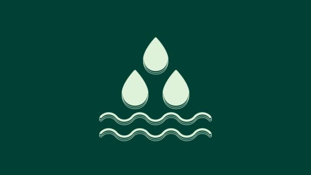 Icona goccia d'acqua bianca isolata su sfondo verde. Animazione grafica 4K Video motion. - Filmati, video