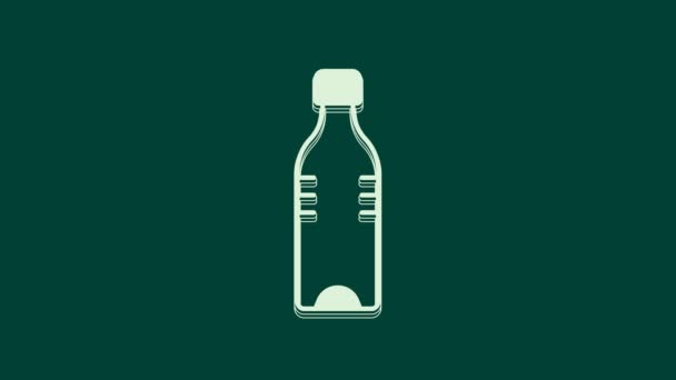 Witte fles water pictogram geïsoleerd op groene achtergrond. Soda aqua bordje. 4K Video motion grafische animatie. - Video