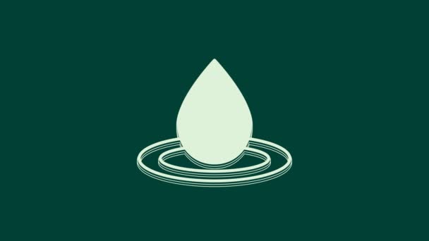 White Water csepp ikon elszigetelt zöld alapon. 4K Videó mozgás grafikus animáció. - Felvétel, videó