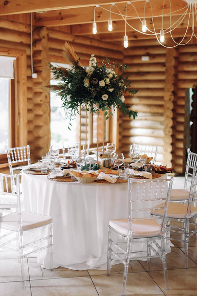 Wedding rustic style. Wedding table decoration. High quality photo - Φωτογραφία, εικόνα