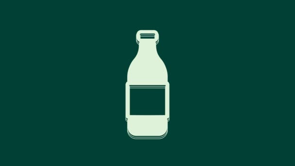 White Bottle of wine icon isolated on green background. 4K Video motion graphic animation. - Footage, Video