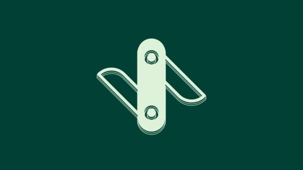 Icona del coltello bianco svizzero isolato su sfondo verde. Coltello multiutensile multiuso. Strumento multifunzionale. Animazione grafica 4K Video motion. - Filmati, video
