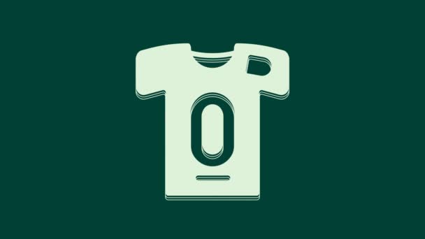 Witte Voetbal trui en t-shirt pictogram geïsoleerd op groene achtergrond. 4K Video motion grafische animatie. - Video