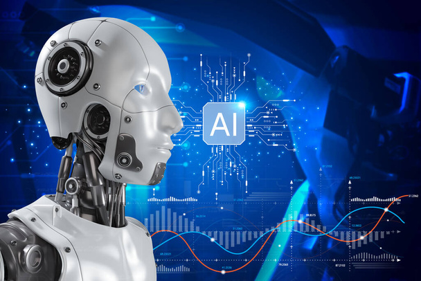 Künstliche Intelligenz. Technologie intelligente Roboter-KI, künstliche Intelligenz durch Eingabe der Eingabeaufforderung für erzeugt etwas, Futuristische Technologie-Transformation. - Foto, Bild