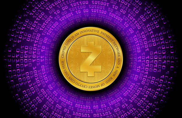 zcash-zec仮想通貨のデジタル背景画像。3Dイラスト. - 写真・画像