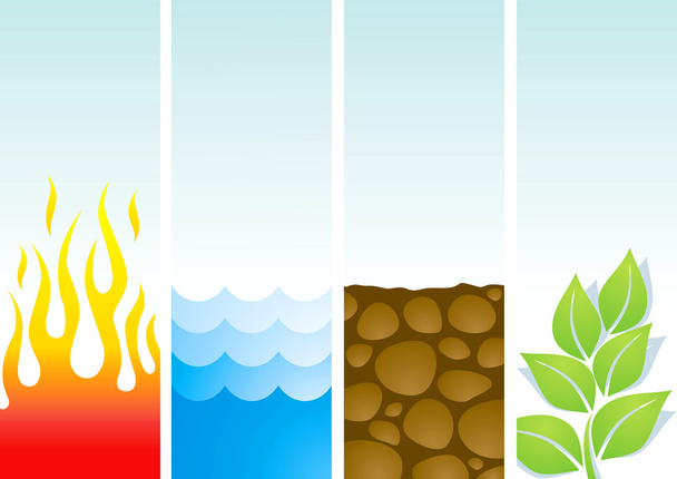 Four illustrations of the elements - Vector, Image