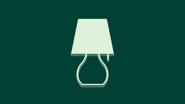 Biała ikona lampy stołowej izolowana na zielonym tle. Światło nocne. 4K Animacja graficzna ruchu wideo. - Materiał filmowy, wideo