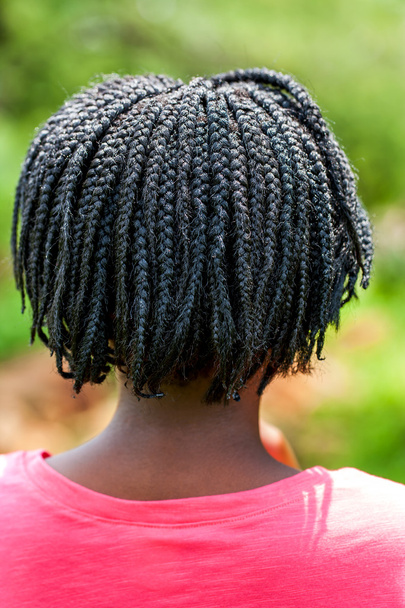 Rear view of African girl with braided hair. - Photo, Image