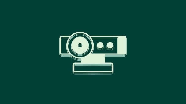 White Web camera icon isolated on green background. Chat camera. Webcam icon. 4K Video motion graphic animation. - Footage, Video