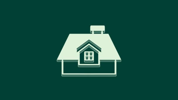 Иконка Белого дома выделена на зеленом фоне. Домашний символ Видеографическая анимация 4K. - Кадры, видео